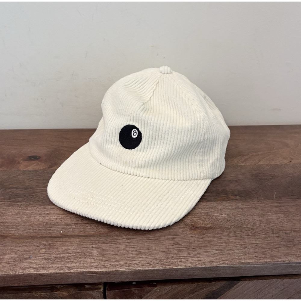 WORD Surfwear Corduroy Hat 8 Ball Strapback  Cream Dad Cap Surf Skate Streetwear